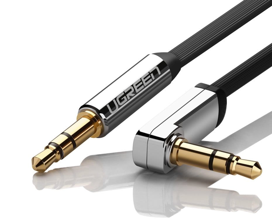 Audiokabel miniklinke 3,5 mm zu AUX, Ugreen, 2 m, Schwarz mit grauen Steckern