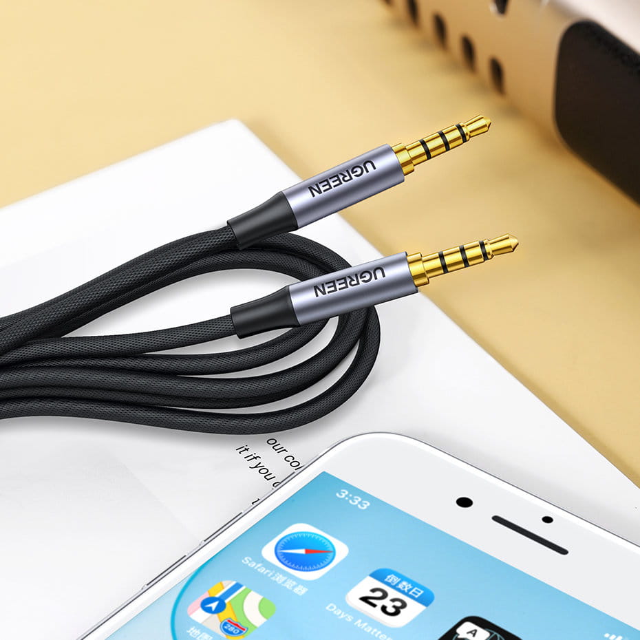 Audiokabel AUX Mini-Jack 3,5 mm (Stecker) zu Mini-Jack 3,5 mm (Stecker), Ugreen, 3 m, Schwarz