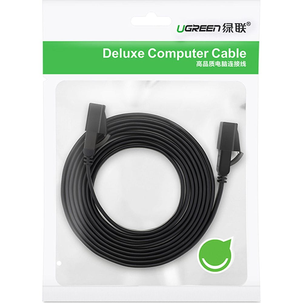LAN-Flachnetzwerkkabel, Ugreen, Ethernet RJ45 Cat 7, U/FTP 10 Gbps, 0.5 m, Schwarz