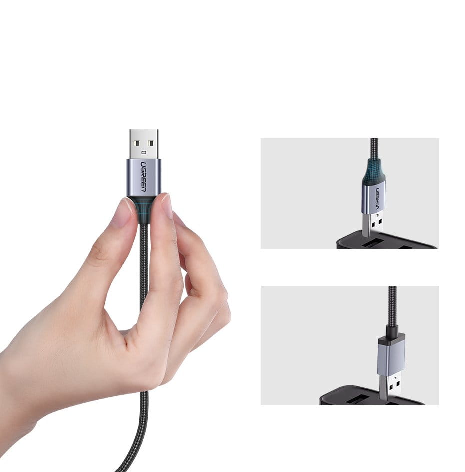 Kabel Ugreen USB - MicroUSB, 2m, 480 Mbps, Grau