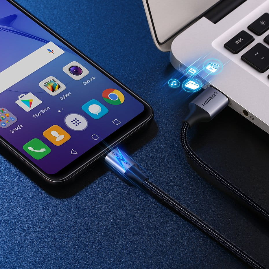 Kabel Ugreen USB - MicroUSB, 2m, 480 Mbps, Grau
