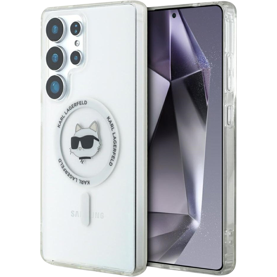 Handyhülle für Galaxy S25 Ultra, Karl Lagerfeld Button Choupette Head mit MagSafe, Transparent