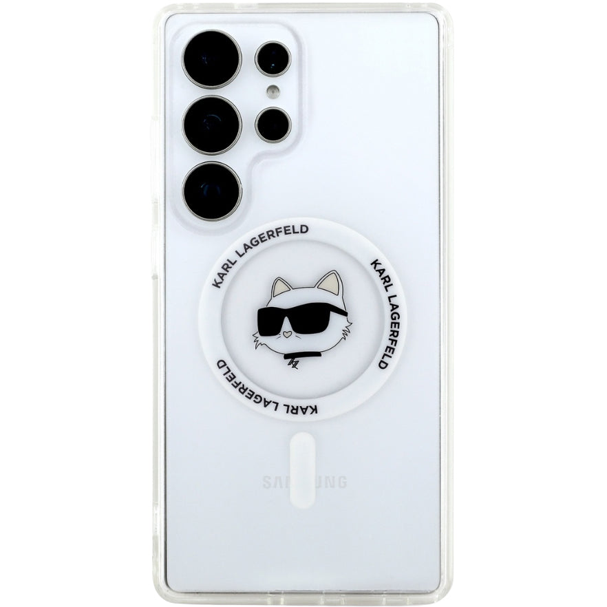 Handyhülle für Galaxy S25 Ultra, Karl Lagerfeld Button Choupette Head mit MagSafe, Transparent