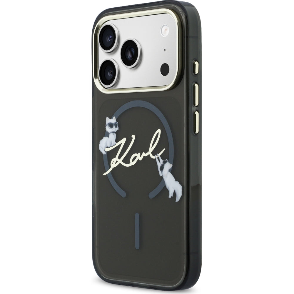 Handyhülle für iPhone 18 Pro / 17 Pro, Karl Lagerfeld Hardcase Script Logo mit MagSafe, Schwarz