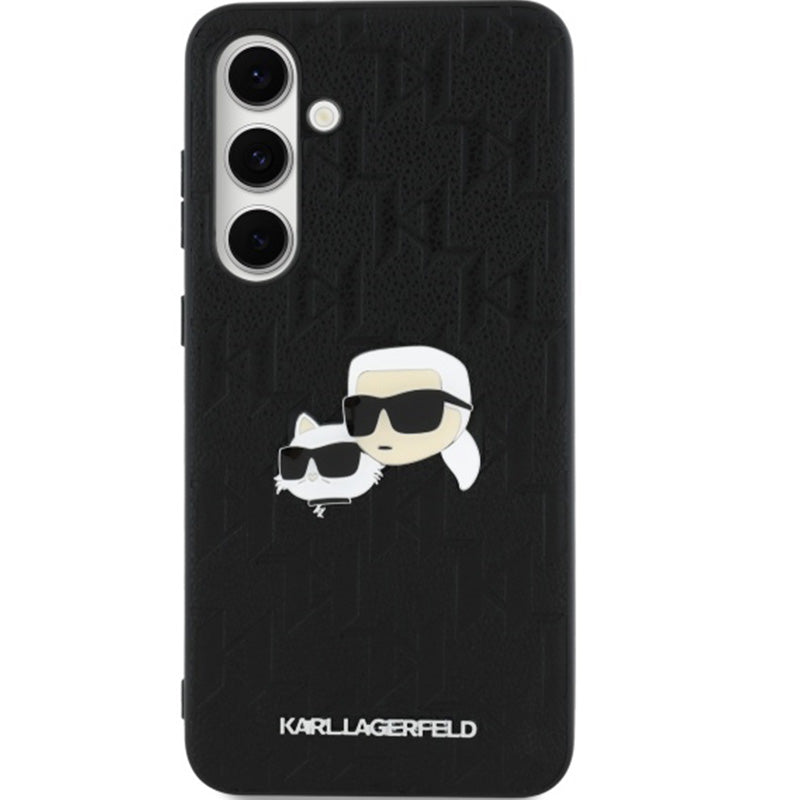 Handyhülle für Galaxy S24 FE, Karl Lagerfeld HardCase Monogram Karl and Choupette Head Pin, Schwarz