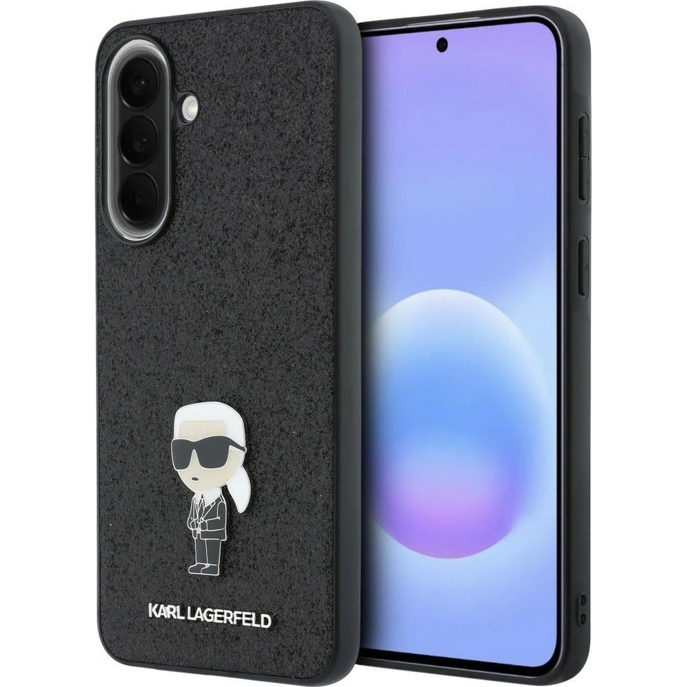 Handyhülle für Galaxy A57 5G, Karl Lagerfeld Fixed Glitter, Schwarz mit Glitzer und dem Karl-Logo
