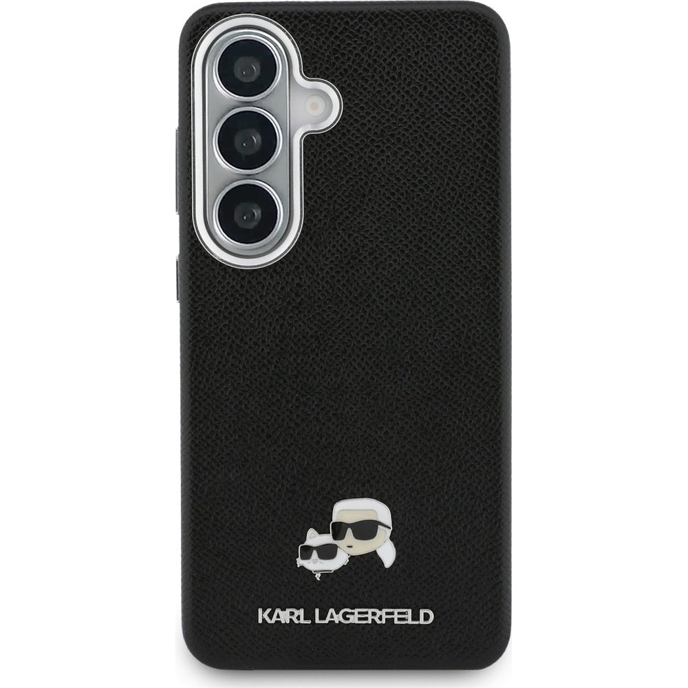 Handyhülle für Galaxy S26 Plus, Karl Lagerfeld Saffiano Full Wrapped MagSafe, Schwarze mit Karl Lagerfeld und seiner Katze Choupette