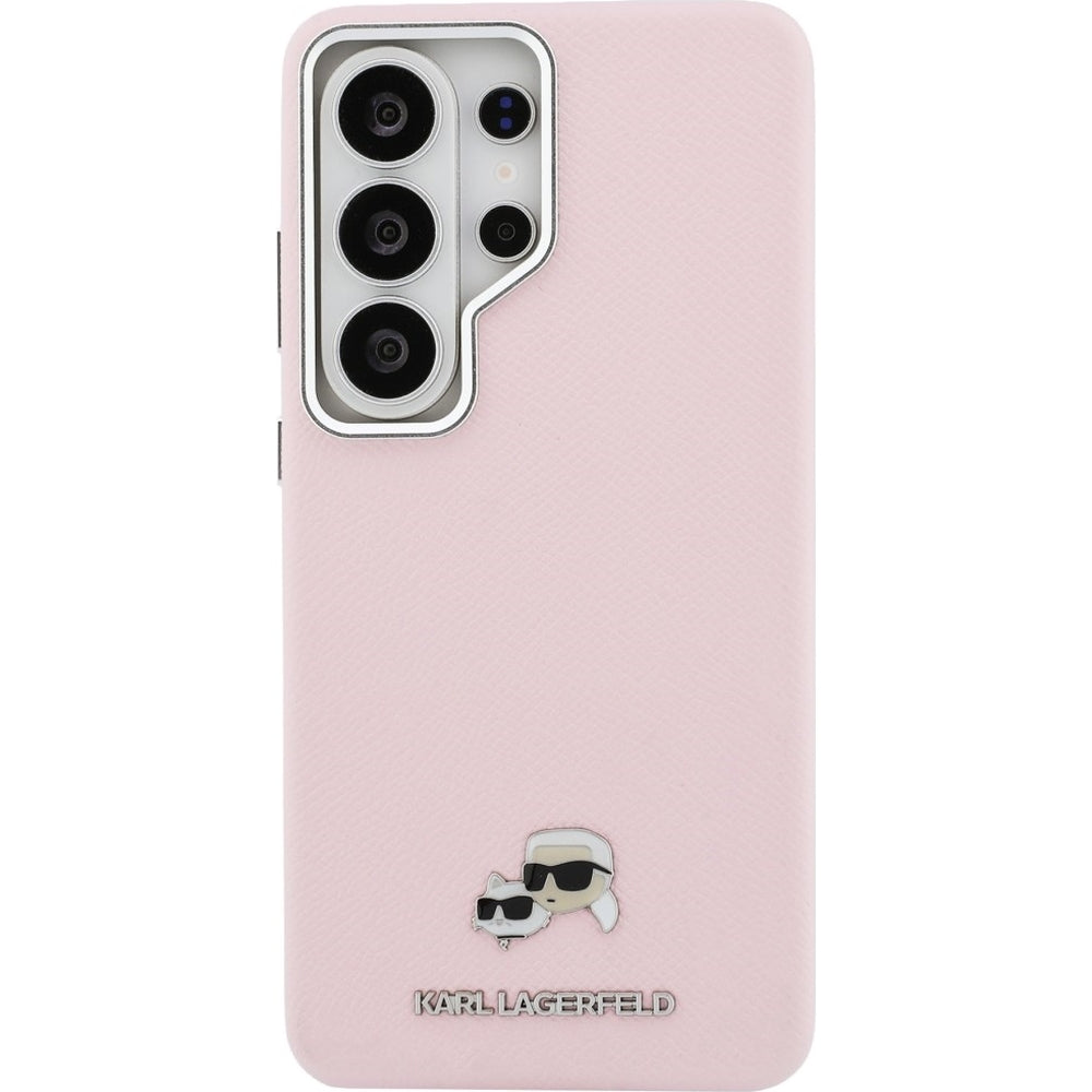 Handyhülle für Galaxy S26 Ultra, Karl Lagerfeld Saffiano Full Wrapped MagSafe, Rosa mit Karl Lagerfeld und seiner Katze Choupette