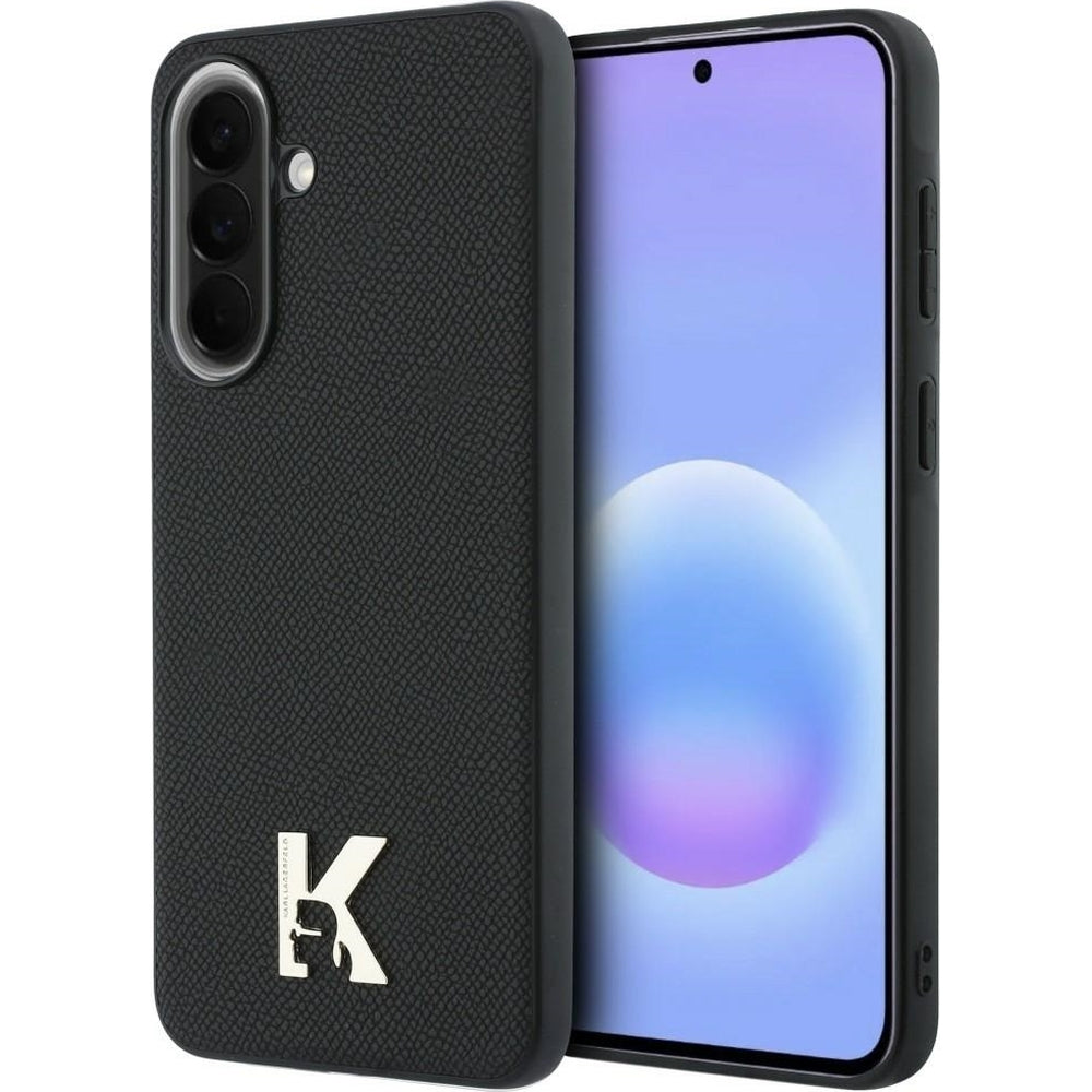 Handyhülle für Galaxy A37 5G, Karl Lagerfeld Hardcase Leather, Schwarz mit K-Logo