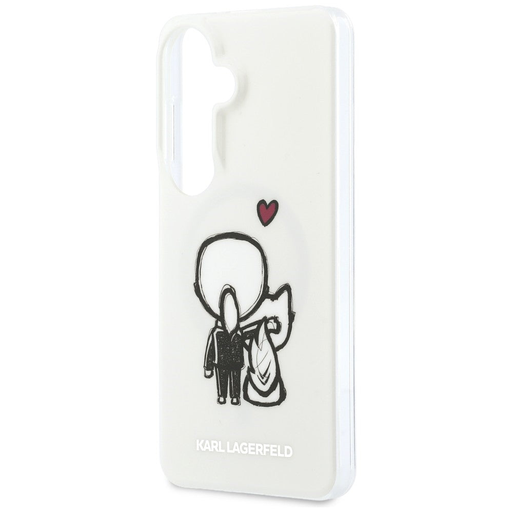 Handyhülle für Galaxy S26, Karl Lagerfeld IML Print MagSafe, Transaprent mit Karl Lagerfeld und seiner Katze Choupette