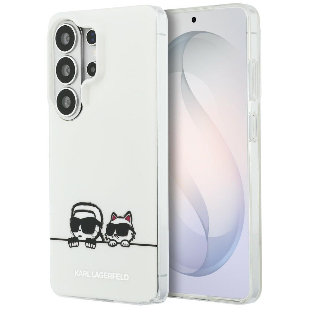 Handyhülle für Galaxy S26 Ultra, Karl Lagerfeld IML Print MagSafe, Weiß mit Karl Lagerfeld und seiner Katze Choupette