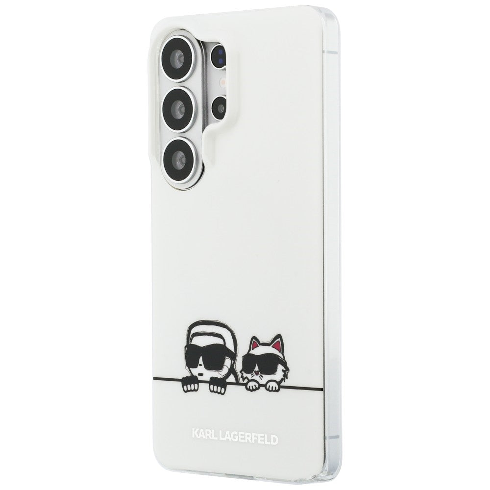 Handyhülle für Galaxy S26 Ultra, Karl Lagerfeld IML Print MagSafe, Weiß mit Karl Lagerfeld und seiner Katze Choupette