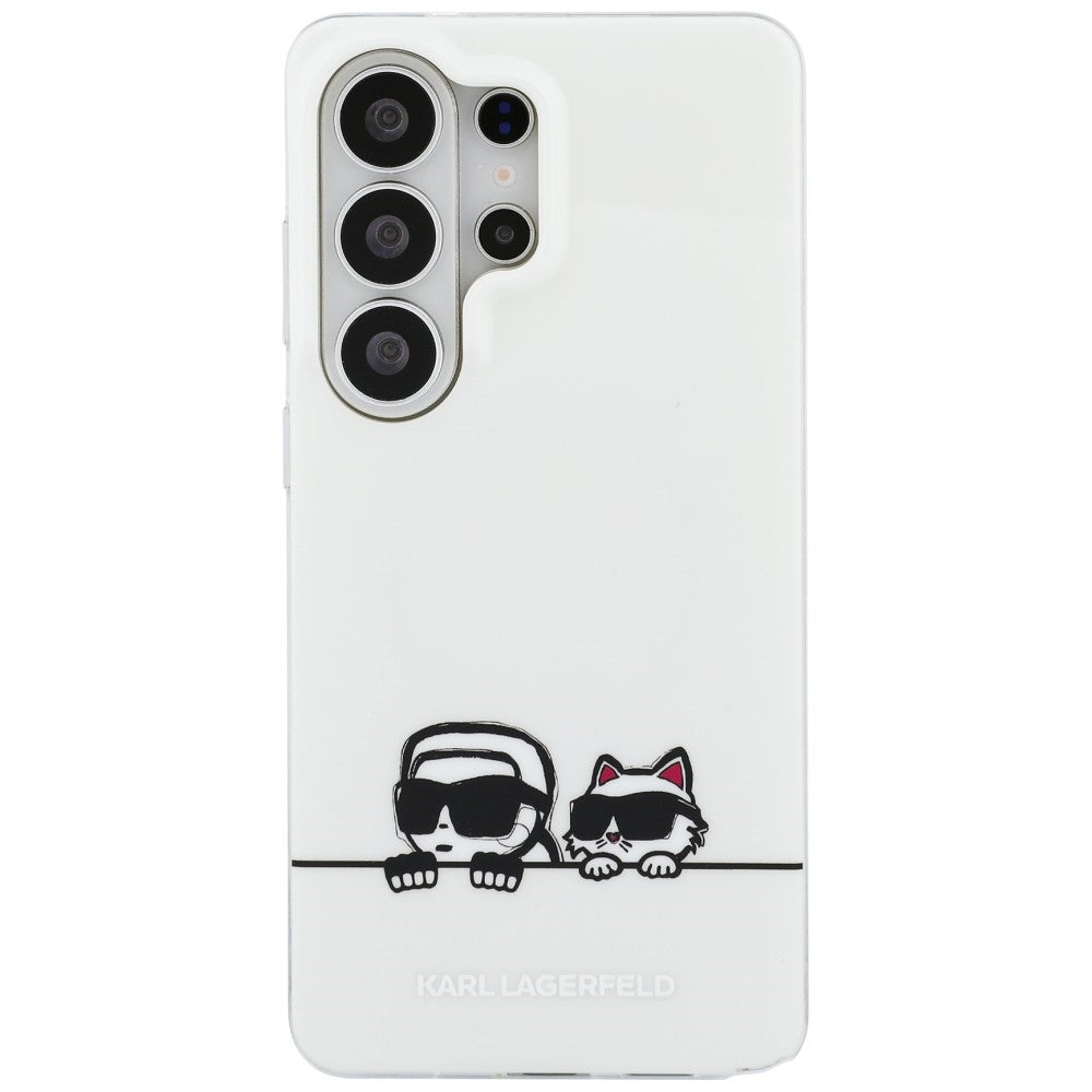 Handyhülle für Galaxy S26 Ultra, Karl Lagerfeld IML Print MagSafe, Weiß mit Karl Lagerfeld und seiner Katze Choupette