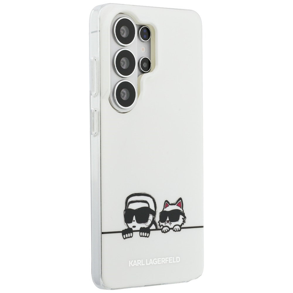 Handyhülle für Galaxy S26 Ultra, Karl Lagerfeld IML Print MagSafe, Weiß mit Karl Lagerfeld und seiner Katze Choupette