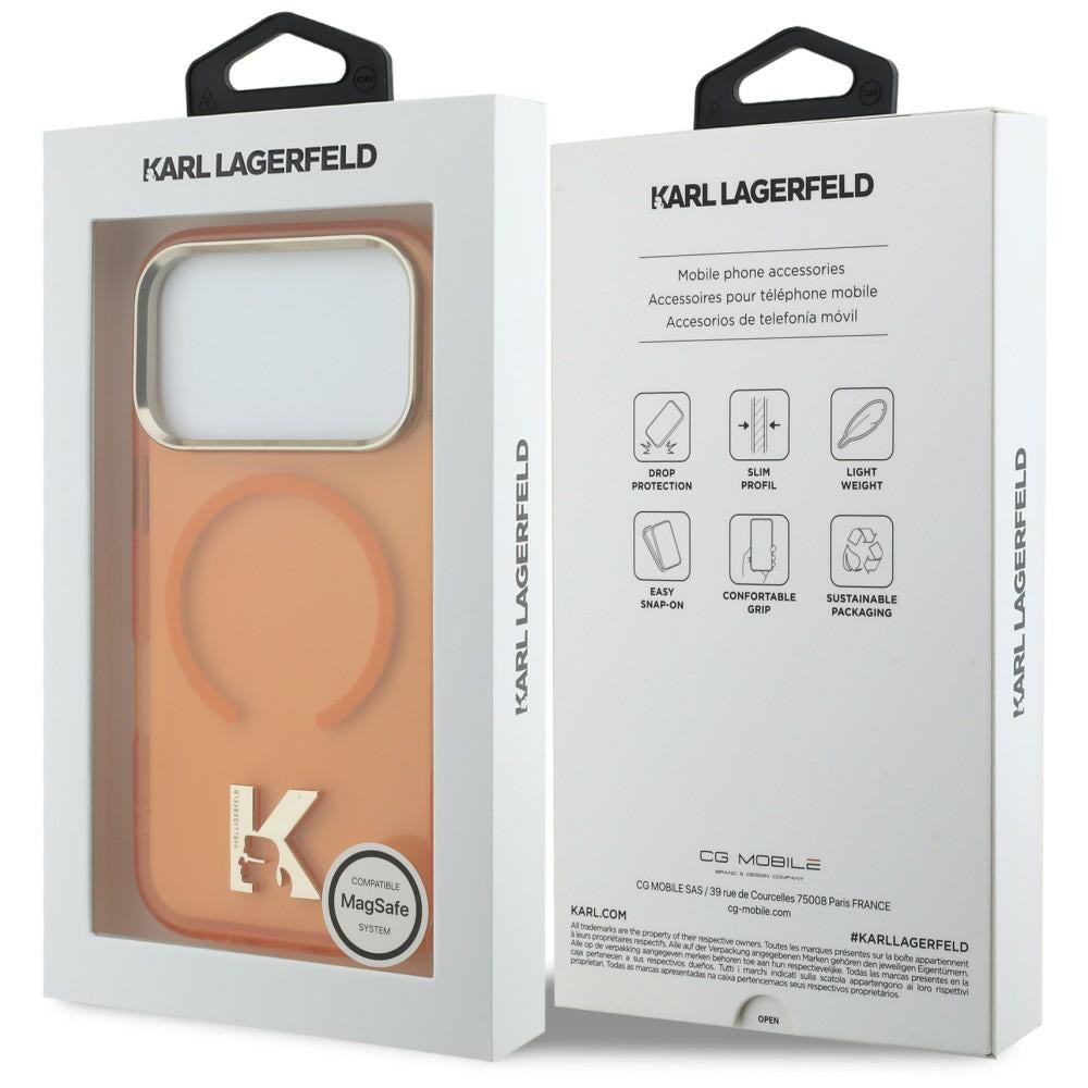 Handyhülle für iPhone 18 Pro Max / 17 Pro Max, Karl Lagerfeld IML K Head mit MagSafe, Orange