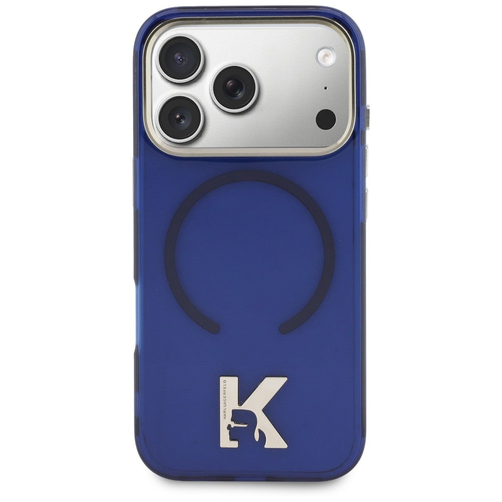 Handyhülle für iPhone 18 Pro / 17 Pro, Karl Lagerfeld IML K Head mit MagSafe, Blau