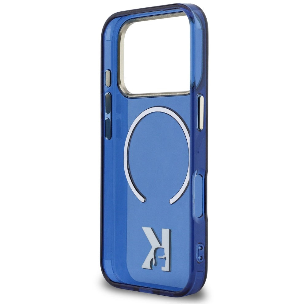 Handyhülle für iPhone 18 Pro / 17 Pro, Karl Lagerfeld IML K Head mit MagSafe, Blau