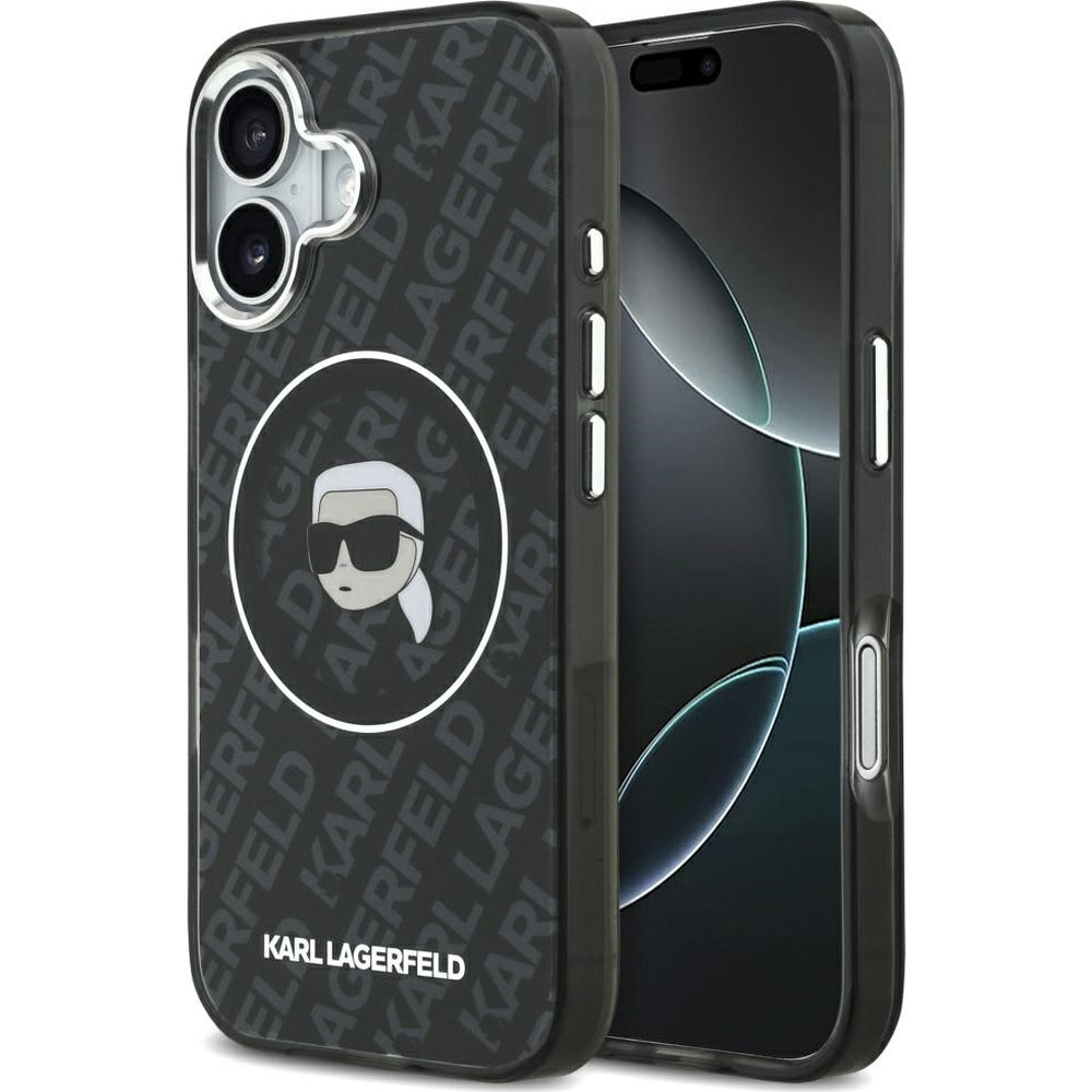 Handyhülle für iPhone 17, Karl Lagerfeld IML Choupette Head Logo MagSafe , Schwarz