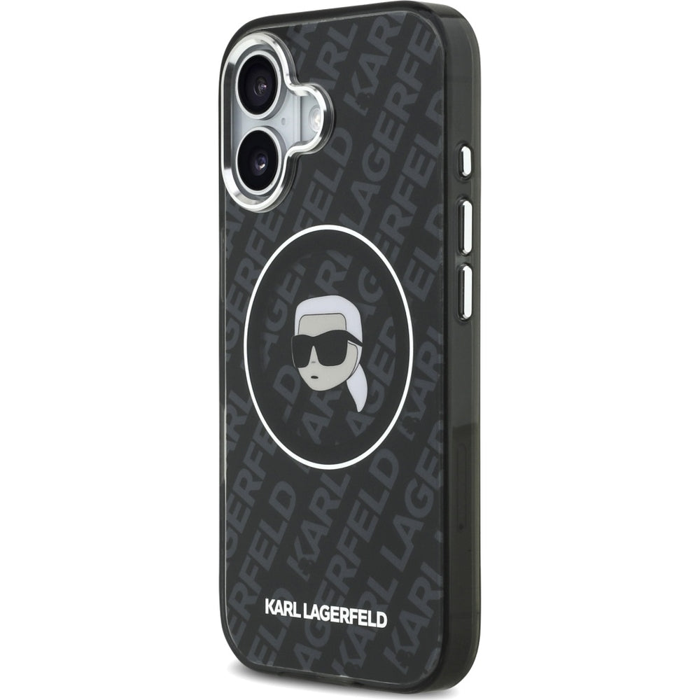 Handyhülle für iPhone 17, Karl Lagerfeld IML Choupette Head Logo MagSafe , Schwarz