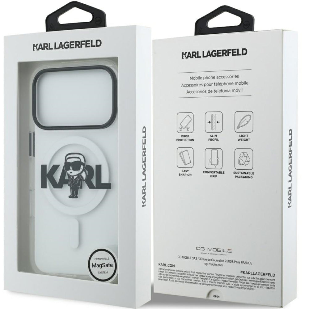 Handyhülle für iPhone 18 Pro / 17 Pro, Karl Lagerfeld IML Karl Sketch Logo mit MagSafe, Transparent