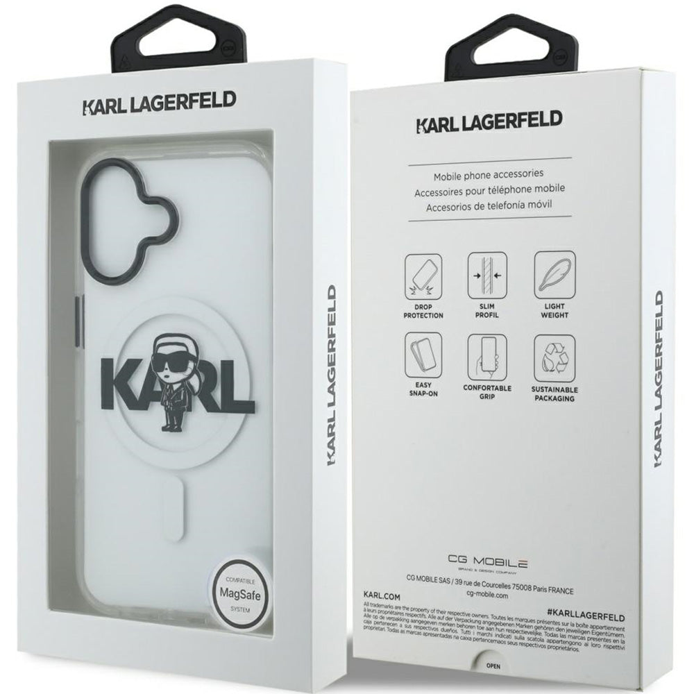 Handyhülle für iPhone 17, Karl Lagerfeld IML Karl Sketch Logo mit MagSafe, Transparent