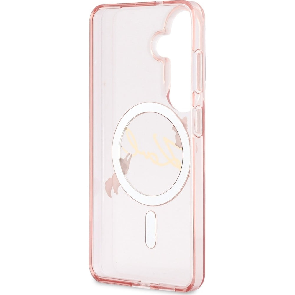 Handyhülle für Galaxy S26, Karl Lagerfeld IML Print MagSafe, Transparent pink mit Choupette