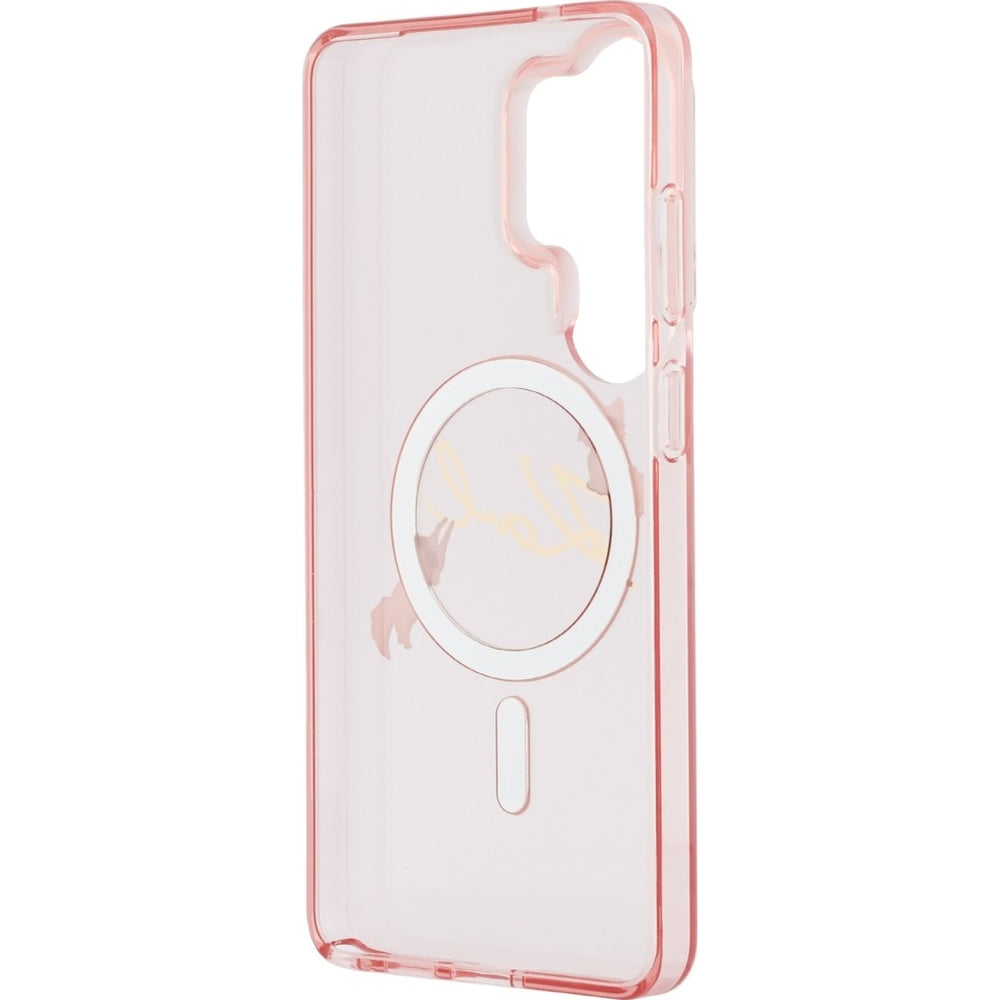 Handyhülle für Galaxy S26 Ultra, Karl Lagerfeld IML Print MagSafe, Transparent pink mit Choupette