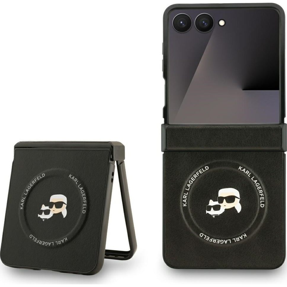 Handyhülle für Galaxy Z Flip7, Karl Lagerfeld Karl & Choupette Pin, Schwarz