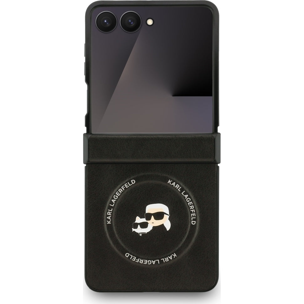 Handyhülle für Galaxy Z Flip7, Karl Lagerfeld Karl & Choupette Pin, Schwarz