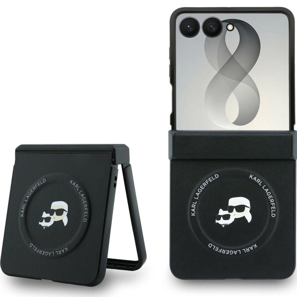 Handyhülle Karl Lagerfeld Karl and Choupette Pins für Galaxy Z Flip8 mit MagSafe, Schwarz