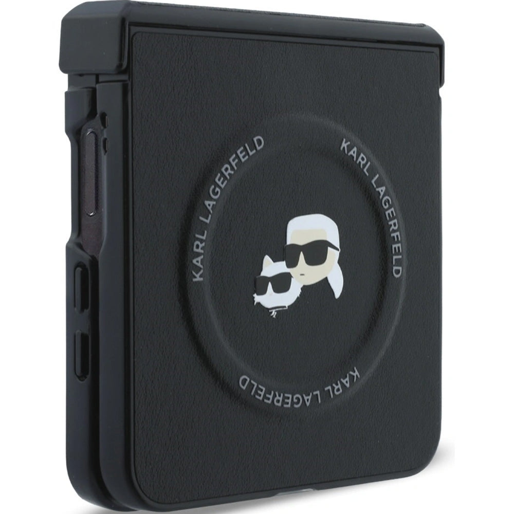 Handyhülle Karl Lagerfeld Karl and Choupette Pins für Galaxy Z Flip8 mit MagSafe, Schwarz