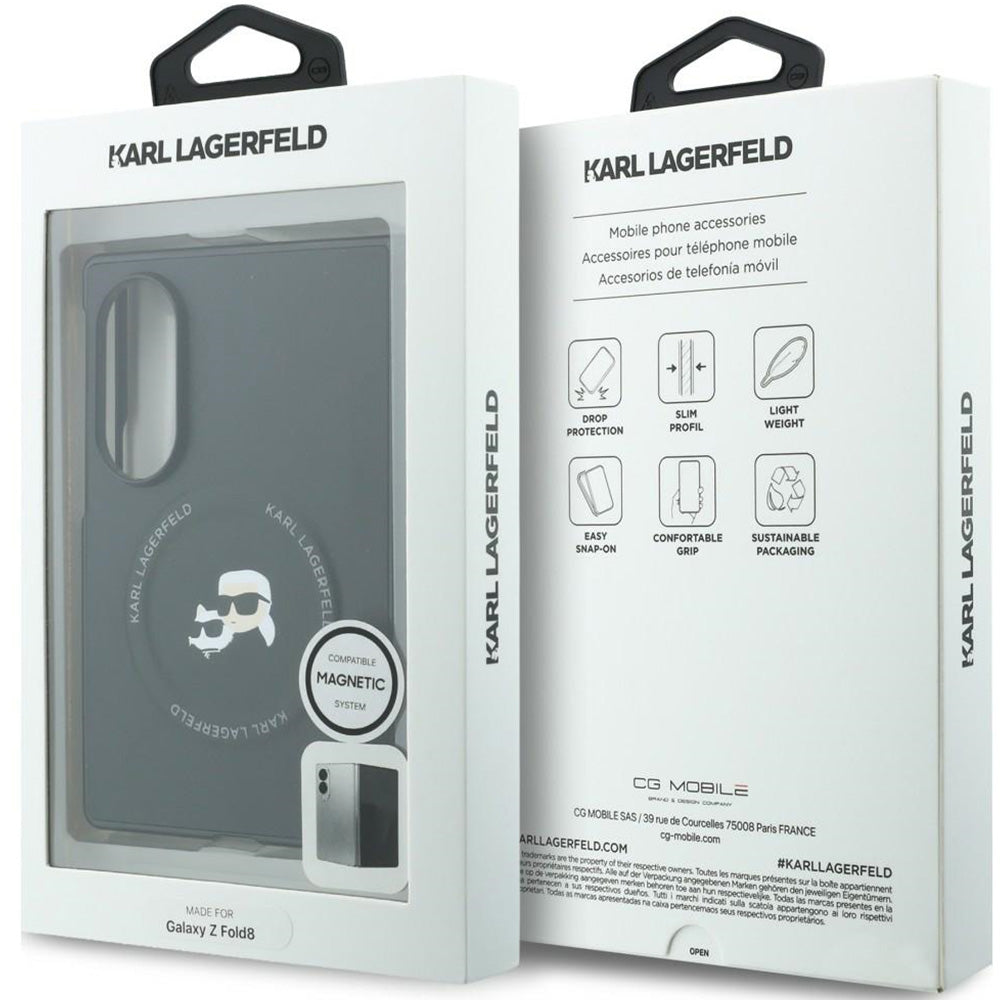 Handyhülle Karl Lagerfeld Karl and Choupette Pins für Galaxy Z Fold8 mit MagSafe, Schwarz