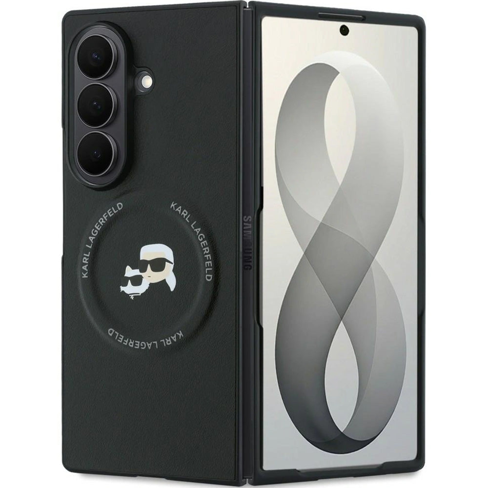Handyhülle Karl Lagerfeld Karl and Choupette Pins für Galaxy Z Fold8 Ultra mit MagSafe, Schwarz