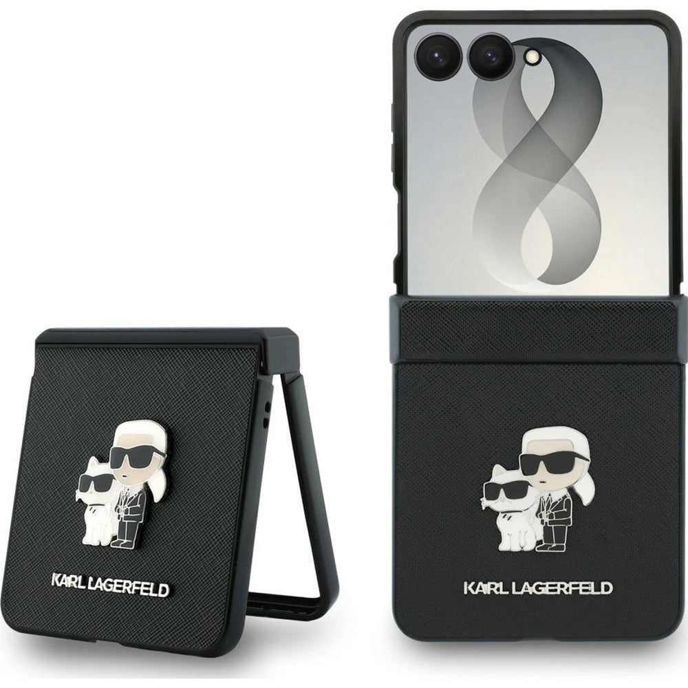 Handyhülle Karl Lagerfeld Saffiano Pins für Galaxy Z Flip8, Schwarz