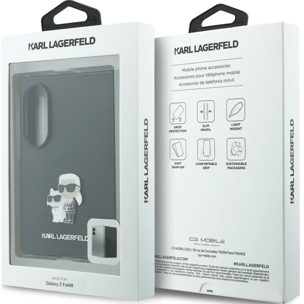 Handyhülle Karl Lagerfeld Saffiano Pins für Galaxy Z Fold8, Schwarz