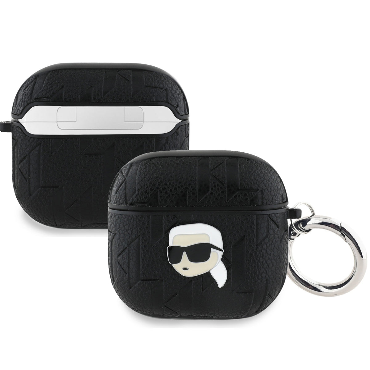 Schutzhülle für AirPods 5 / 4, Karl Lagerfeld Monogram Karl Head, Schwarz