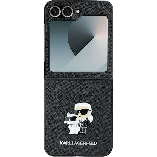 Handyhülle für Galaxy Z Flip7 FE / Z Flip6, Karl Lagerfeld Saffiano Metal Pin, Schwarz