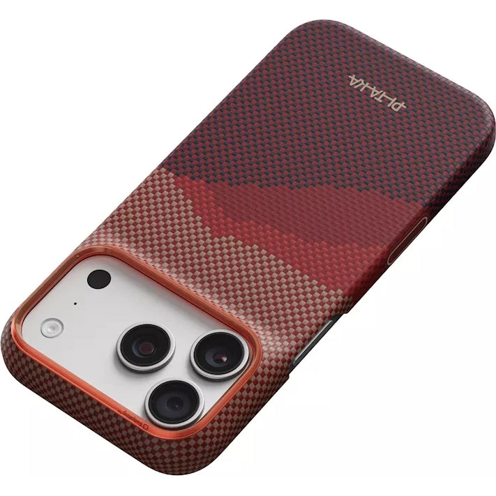 Aramid Handyhülle für iPhone 18 Pro Max / 17 Pro Max, PITAKA Ultra-Slim Case mit MagSafe, Rot und Rotwein (3/7)