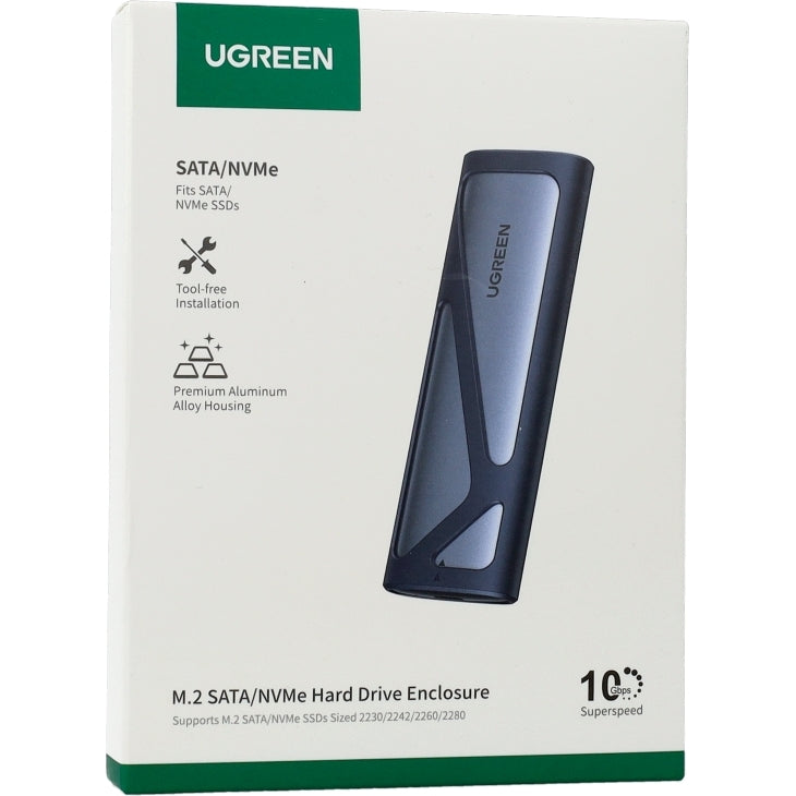 SSD-Gehäuse mit USB-C-Kabel, Ugreen CM400, M.2 SATA 3.2 10Gbps, Grau