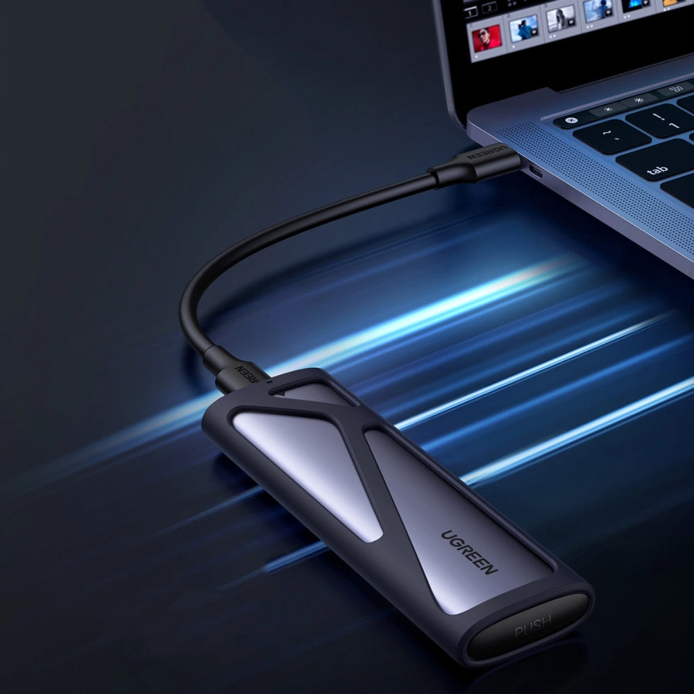 SSD-Gehäuse mit USB-C-Kabel, Ugreen CM400, M.2 SATA 3.2 10Gbps, Grau