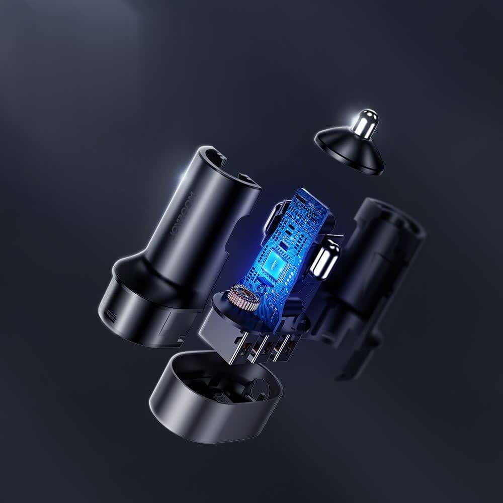 Autoladegerät, Verlängerungskabel 1.5m, 6.2A, 5x USB-A, Joyroom Car Charger JR-CL03, Schwarz