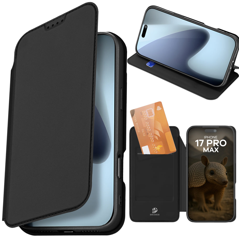 Handyhülle mit Klappe für iPhone 17 Pro Max, Dux Ducis Skin Pro, Schwarz