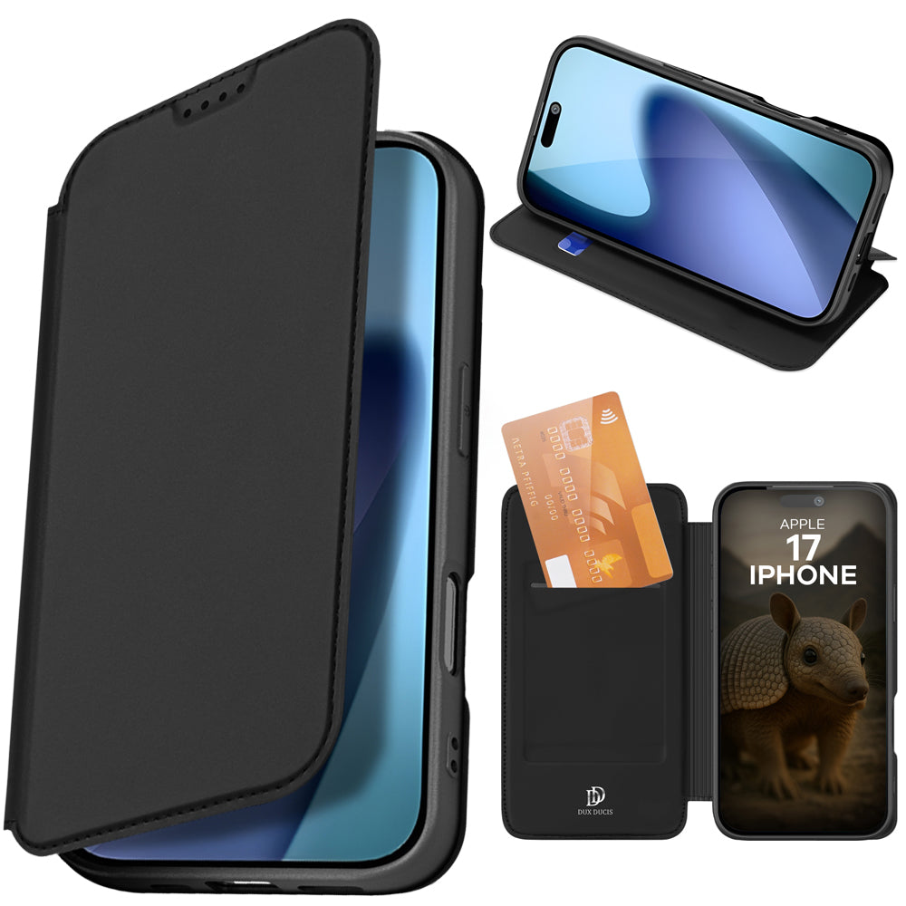 Handyhülle mit Klappe für iPhone 17, Dux Ducis Skin Pro, Schwarz