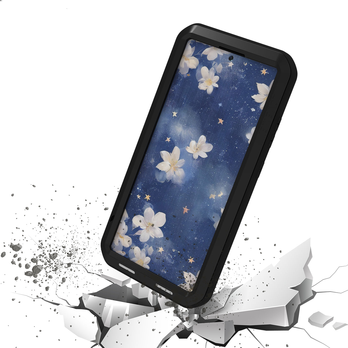 Handyhülle für Galaxy S25 Ultra, Love Mei Powerful mit Glas, Schwarz