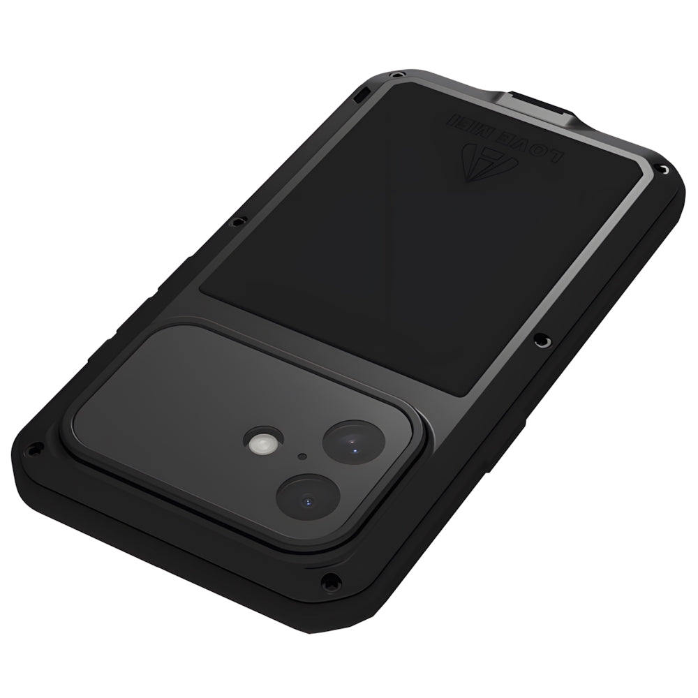Handyhülle für iPhone 16, Love Mei Powerful mit Glas, Schwarz