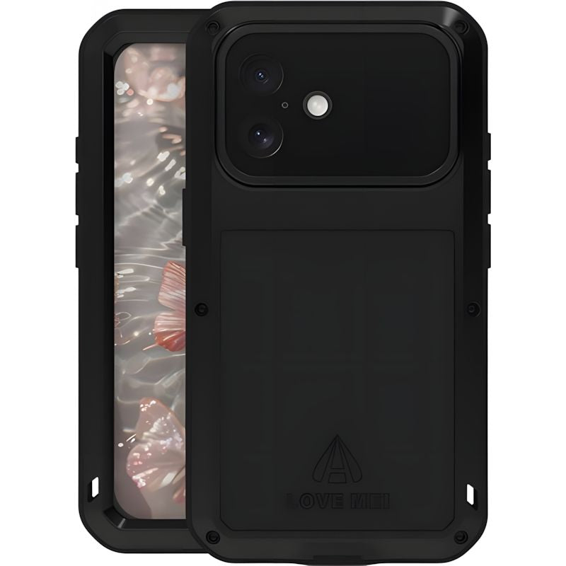 Handyhülle für iPhone 17, Love Mei Powerful mit Glas, Schwarz