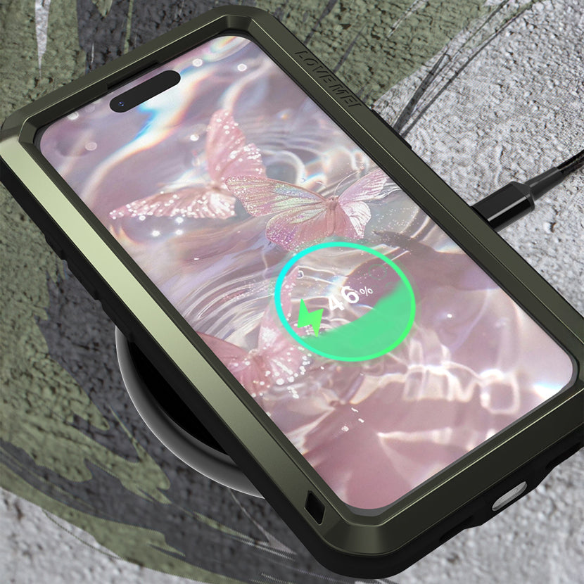 Handyhülle für iPhone 17 Pro, Love Mei Powerful mit Glas, Grün