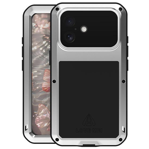 Handyhülle für iPhone 17, Love Mei Powerful mit Glas, Silbern