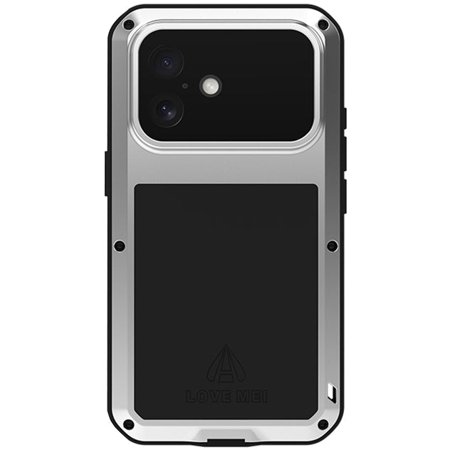 Handyhülle für iPhone 17, Love Mei Powerful mit Glas, Silbern