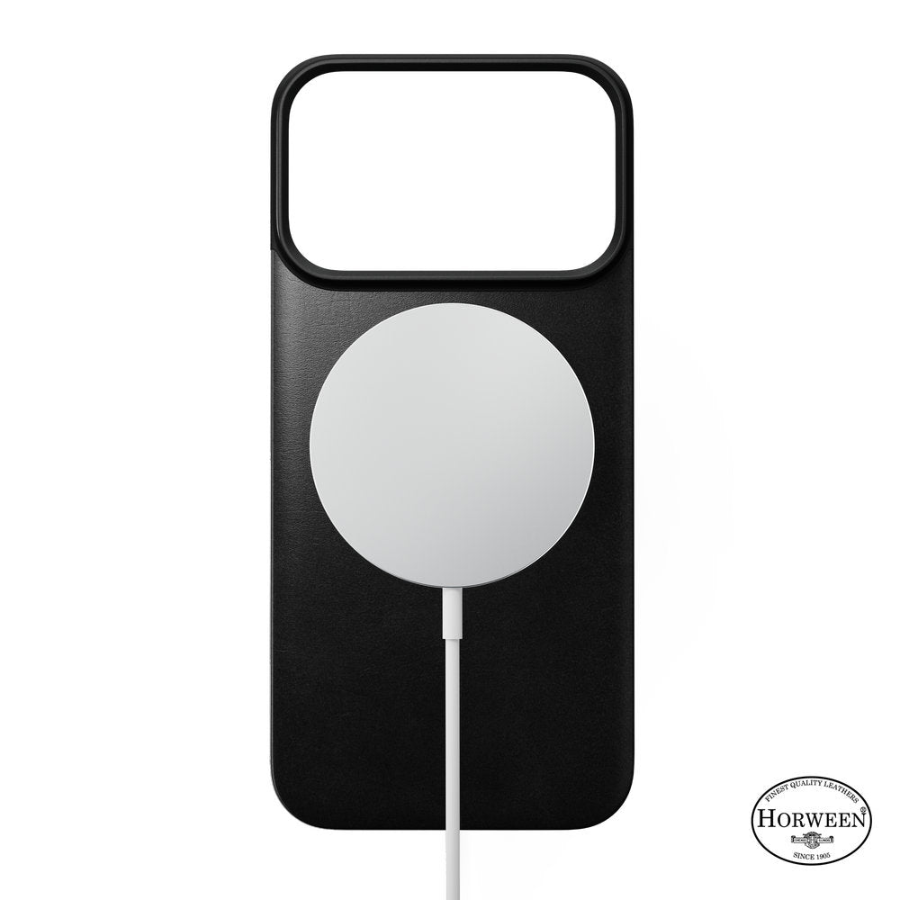Leder Handyhülle für iPhone 18 Pro / 17 Pro, Nomad Magnetic Leather Back Horween Series mit MagSafe, Schwarz (5/8)